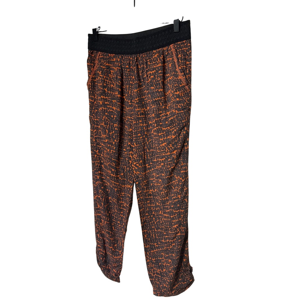 Anthropologie Hei Hei Abstract Orange Black‎ Elastic Waist Cropped Pants Size S